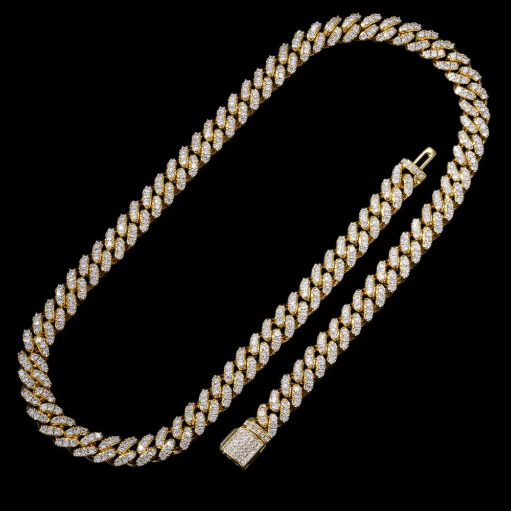 Diamond Prong Iced Cuban Link Chain - 8mm - TONGSHOP / Length:16 / Length:18