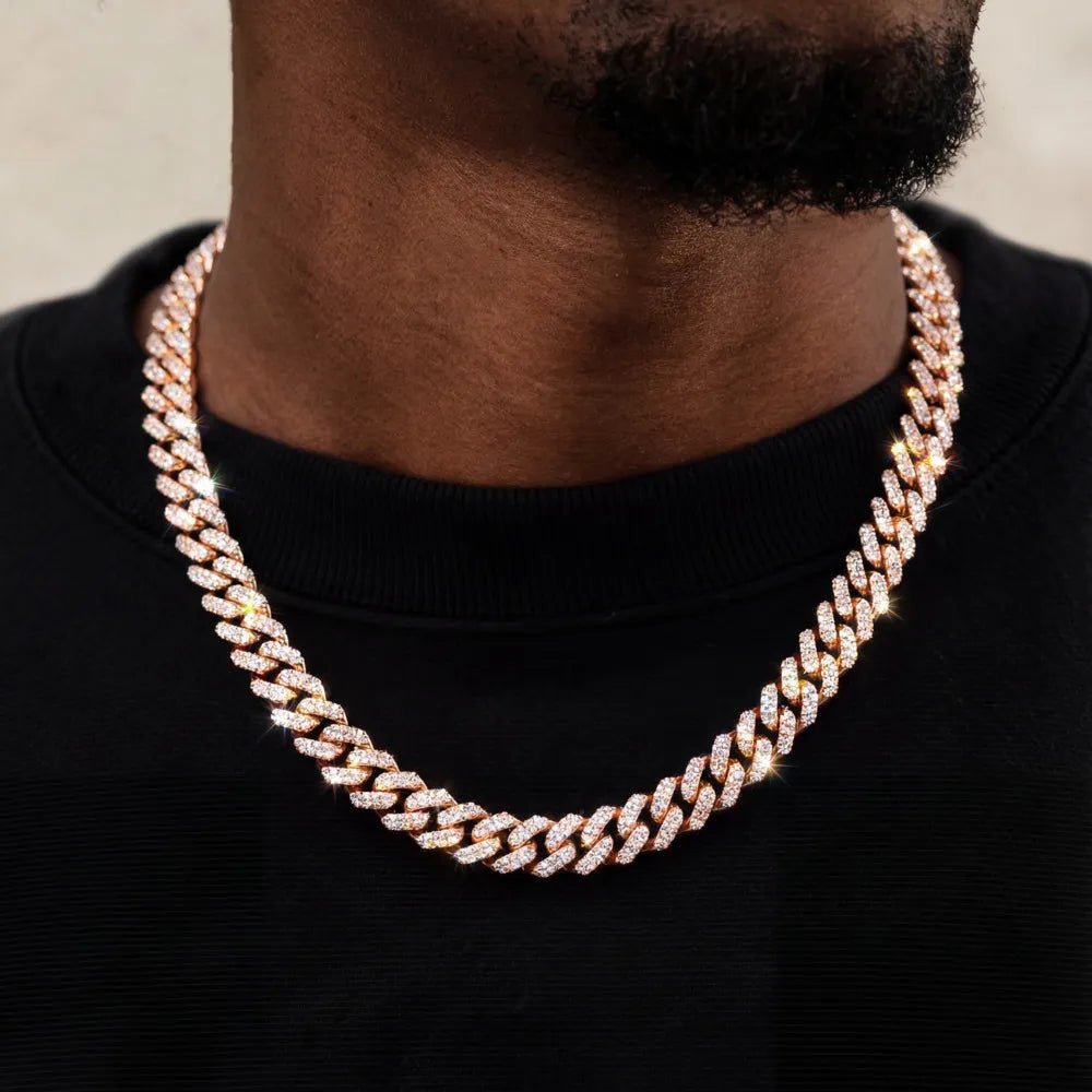 Diamond Prong Iced Cuban Link Chain - 8mm - TONGSHOP / Length:16 / Length:18