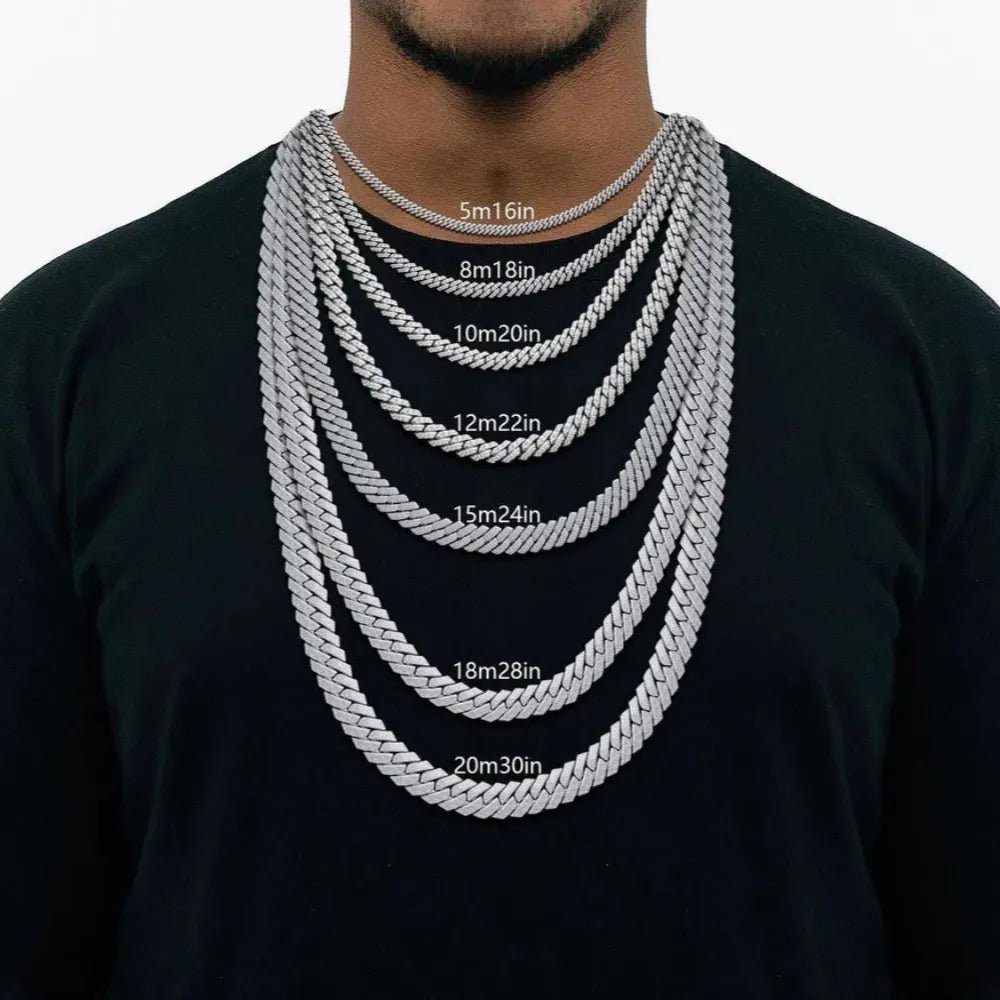 Diamond Prong Iced Cuban Link Chain - 8mm - TONGSHOP / Length:16 / Length:18