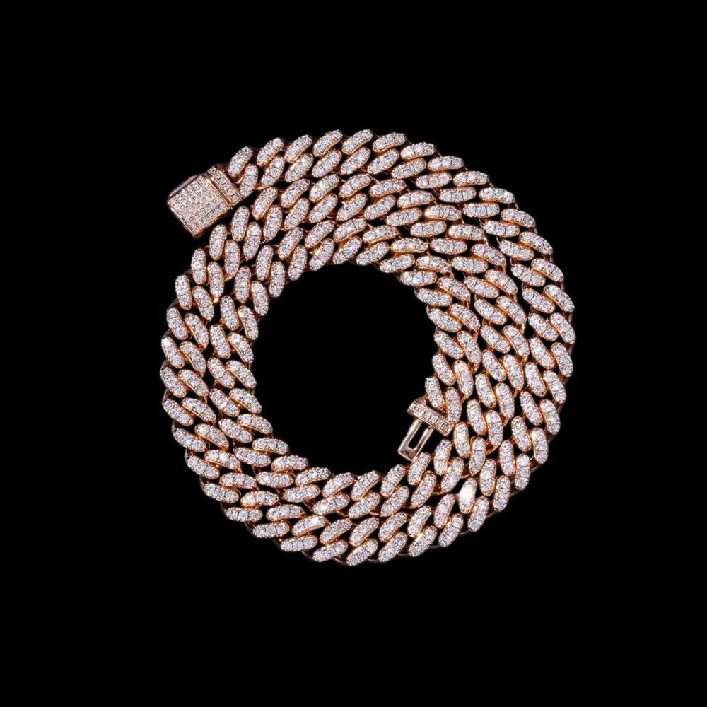 Diamond Prong Iced Cuban Link Chain - 8mm - TONGSHOP / Length:16 / Length:18