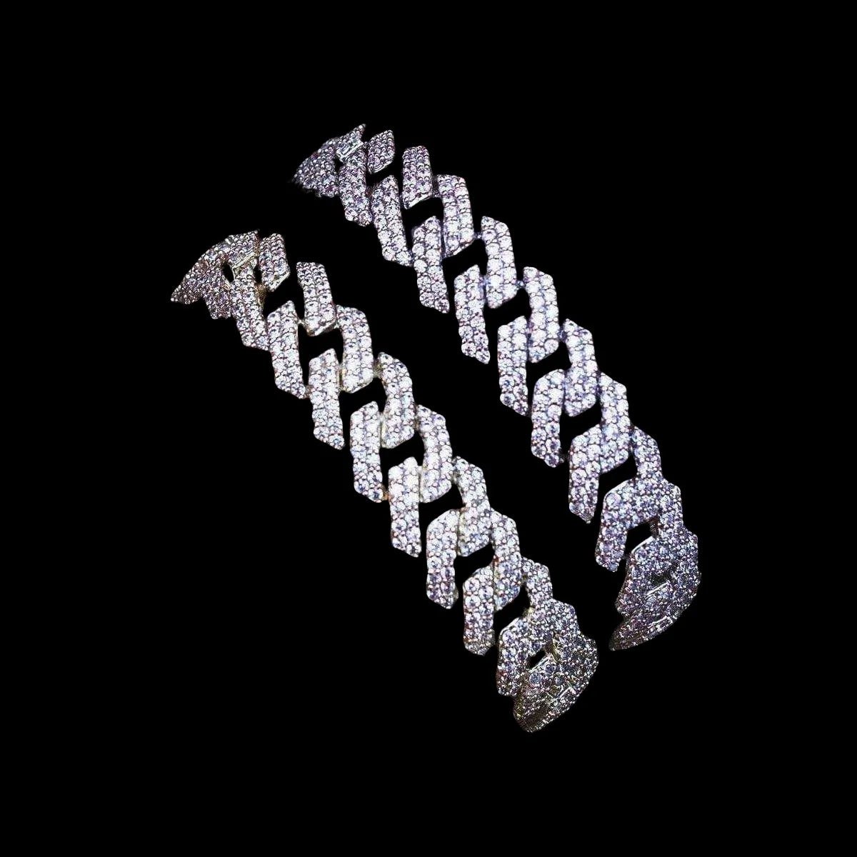 Diamond Prong Link Bracelet in White Gold - 12mm - TONGSHOP / bogo - eligible - product / Bracelets