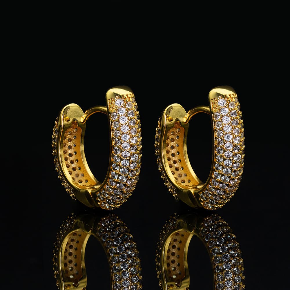 Diamond - Set Half Circle Hoop Earrings - TONGSHOP
