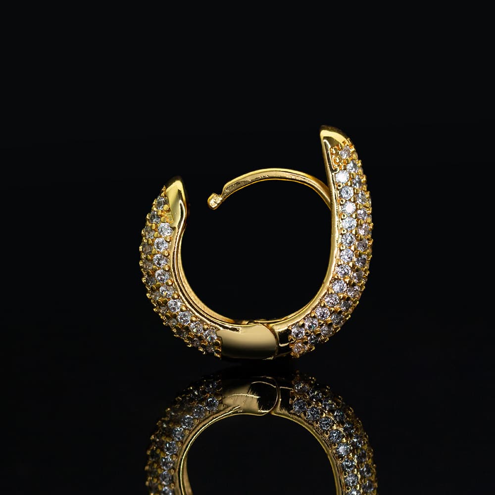 Diamond - Set Half Circle Hoop Earrings - TONGSHOP