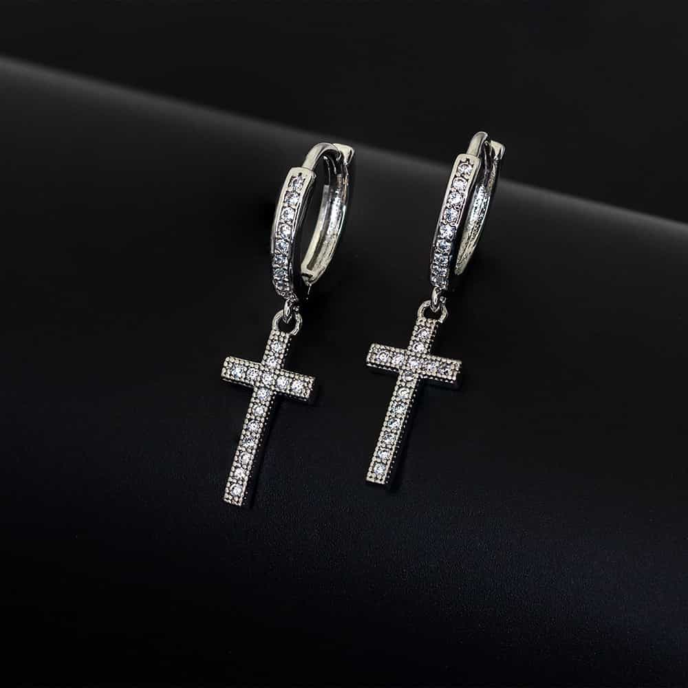 Diamond - Set Round Cross Ear Cuff Earrings - TONGSHOP