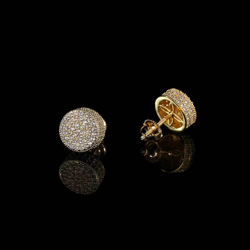 Double - layer Round Micro Pave Diamond Stud Earrings - TONGSHOP