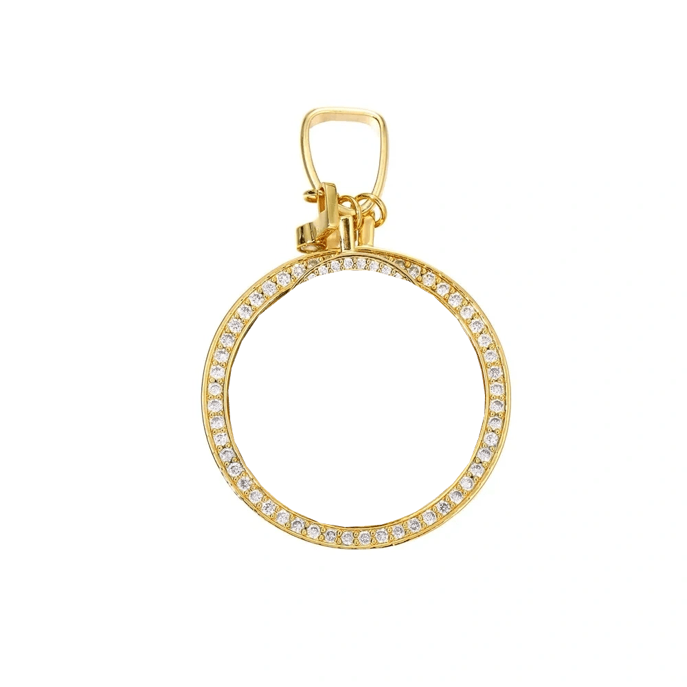 Double Photo Memory Custom Photo Size Round Pendant - 40mm - TONGSHOP / Length:16 / Length:18
