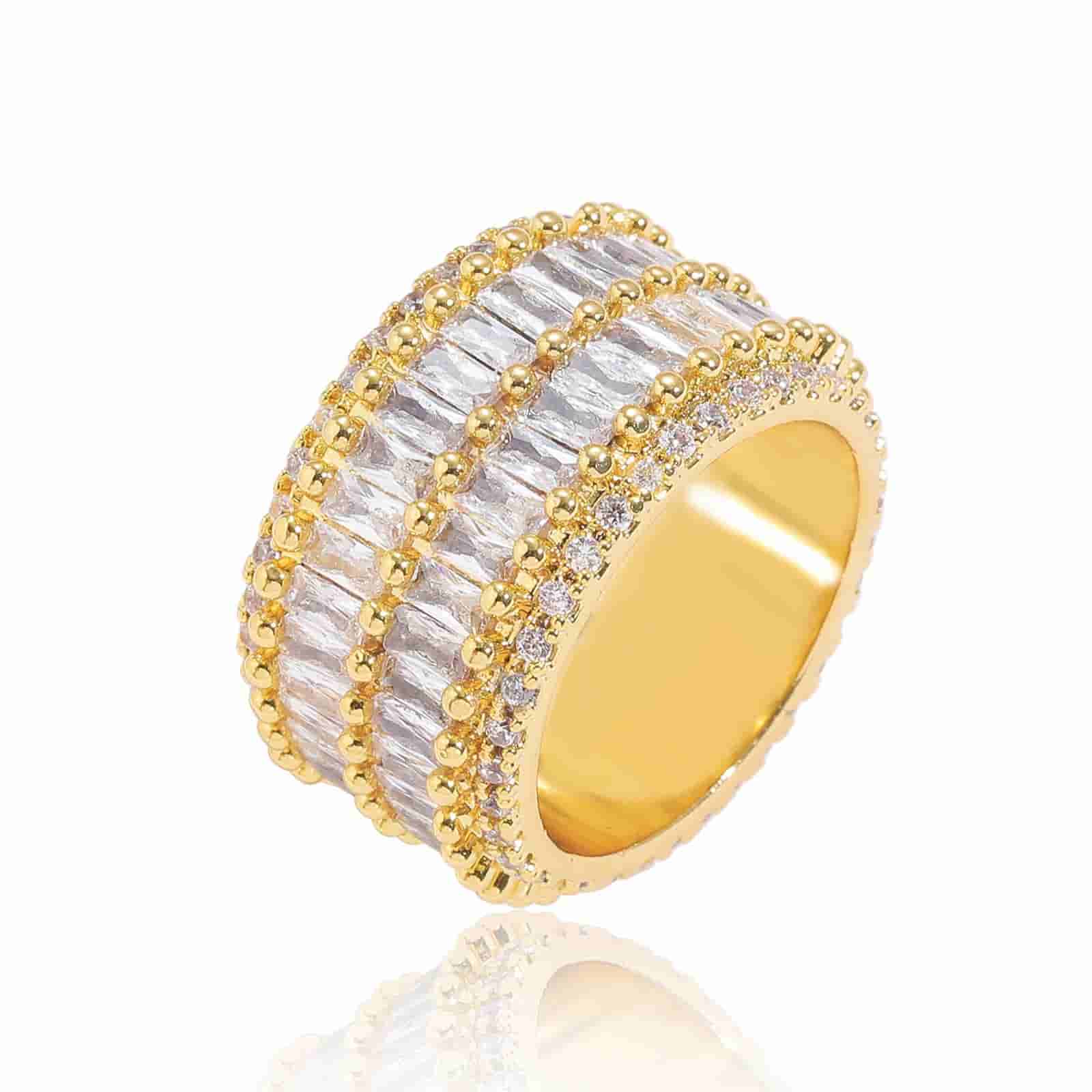 Double Row T - Shaped Diamond Ring - TONGSHOP