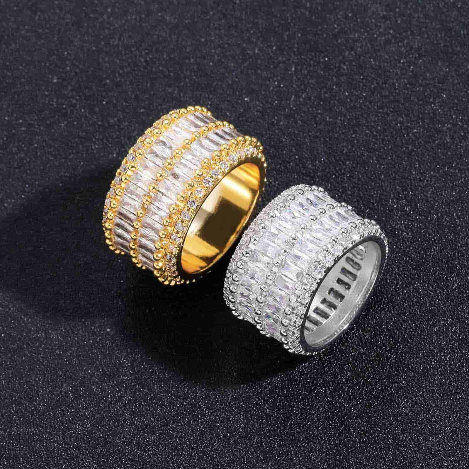Double Row T - Shaped Diamond Ring - TONGSHOP