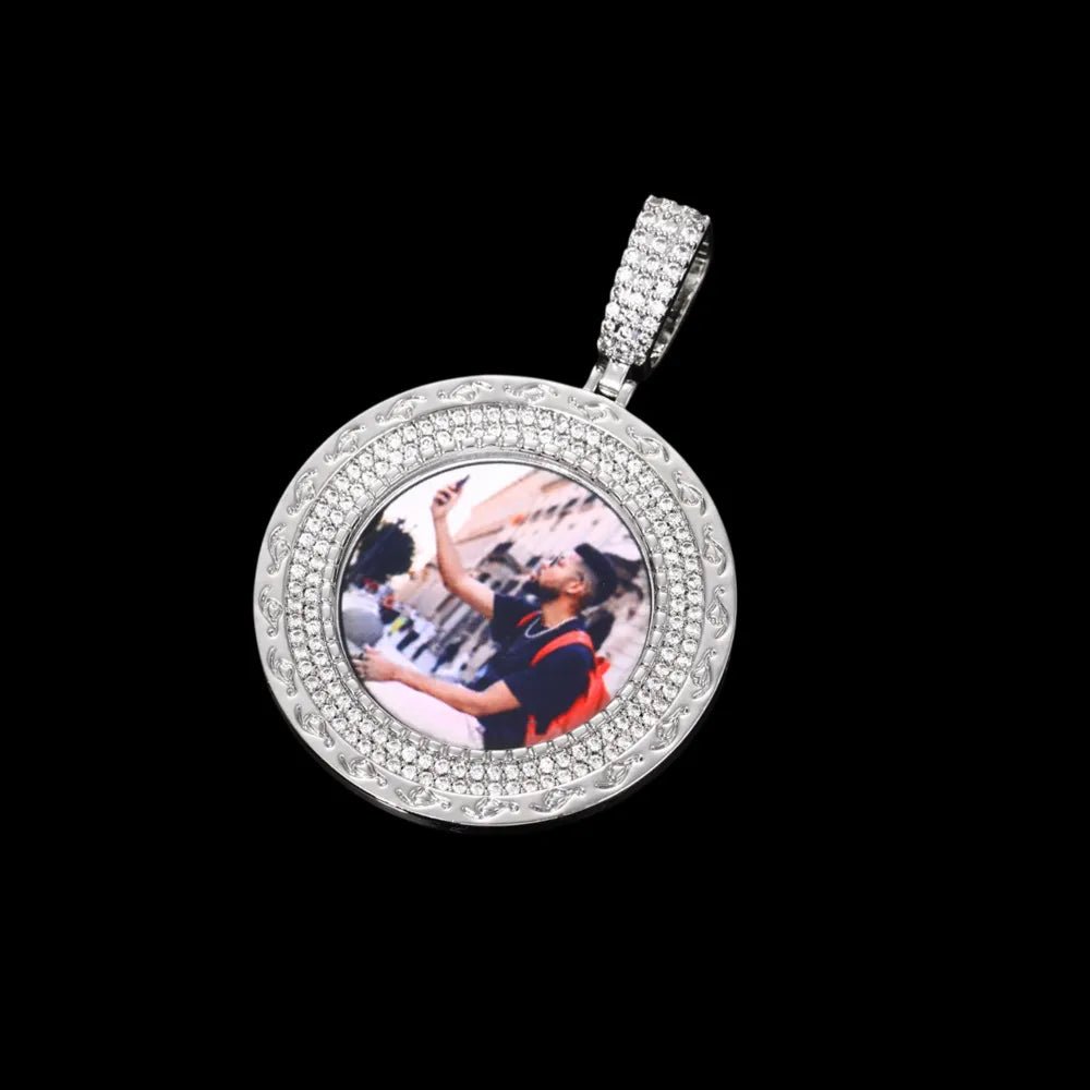 Elegant Classic Memory Custom Photo Round Pendant in Rose Gold - 38mm - TONGSHOP / Length:16 / Length:18