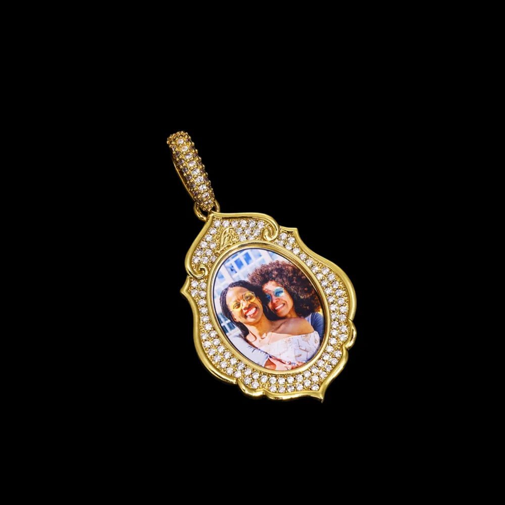 Elegant Classical Memory Photo Oval Pendant - 33mm - TONGSHOP / Length:16 / Length:18