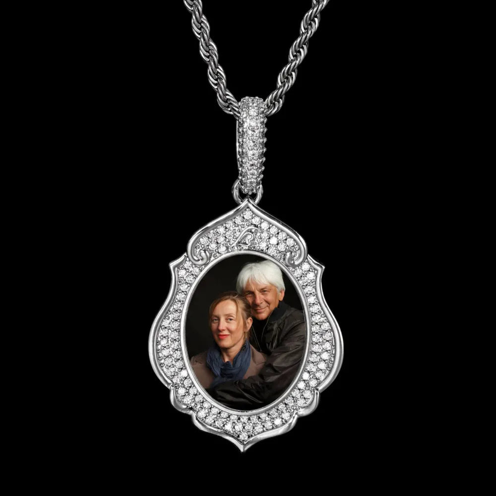 Elegant Classical Memory Photo Oval Pendant - 33mm - TONGSHOP / Length:16 / Length:18