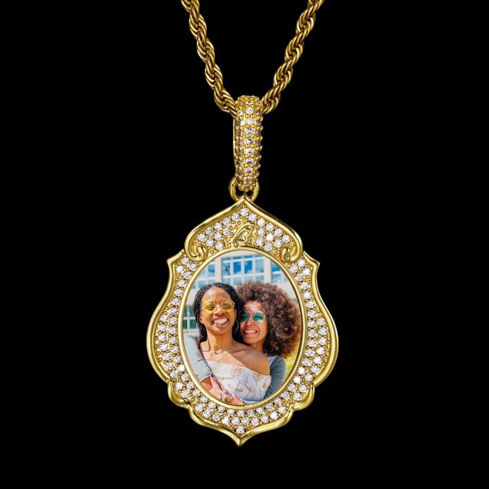 Elegant Classical Memory Photo Oval Pendant - 33mm - TONGSHOP / Length:16 / Length:18