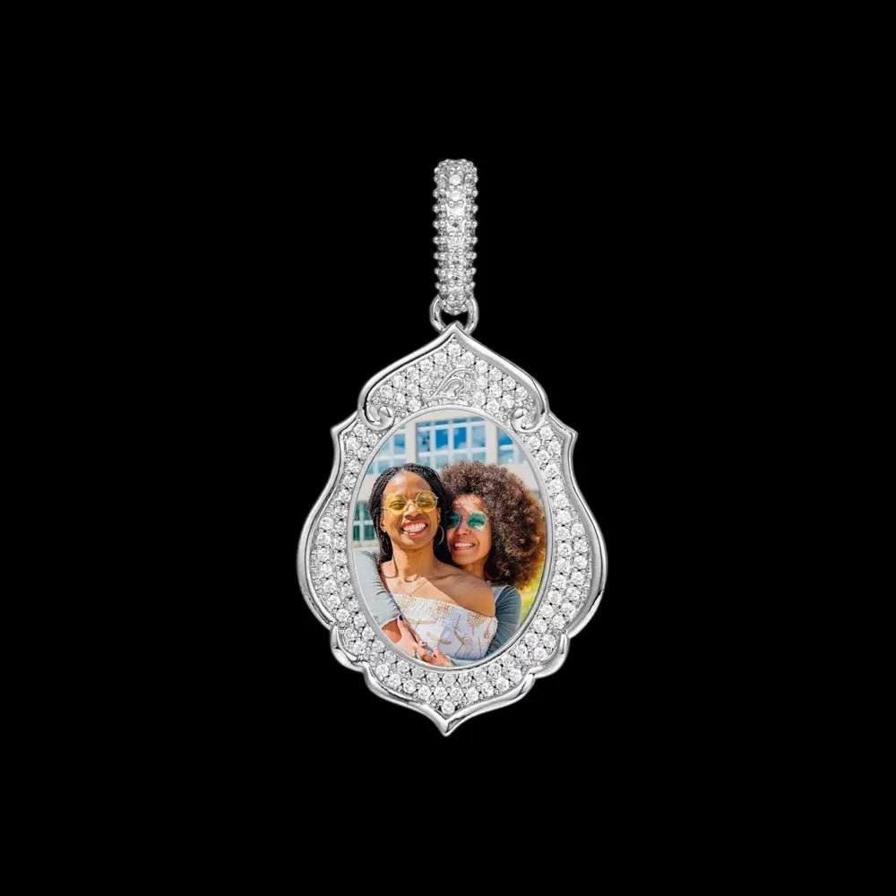 Elegant Classical Memory Photo Oval Pendant - 33mm - TONGSHOP / Length:16 / Length:18
