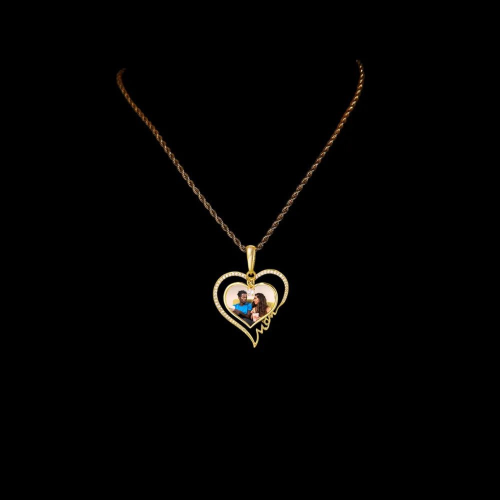 Eternal Love Heart Custom Photo Rotating Pendant - 38mm - TONGSHOP / Length:16 / Length:18