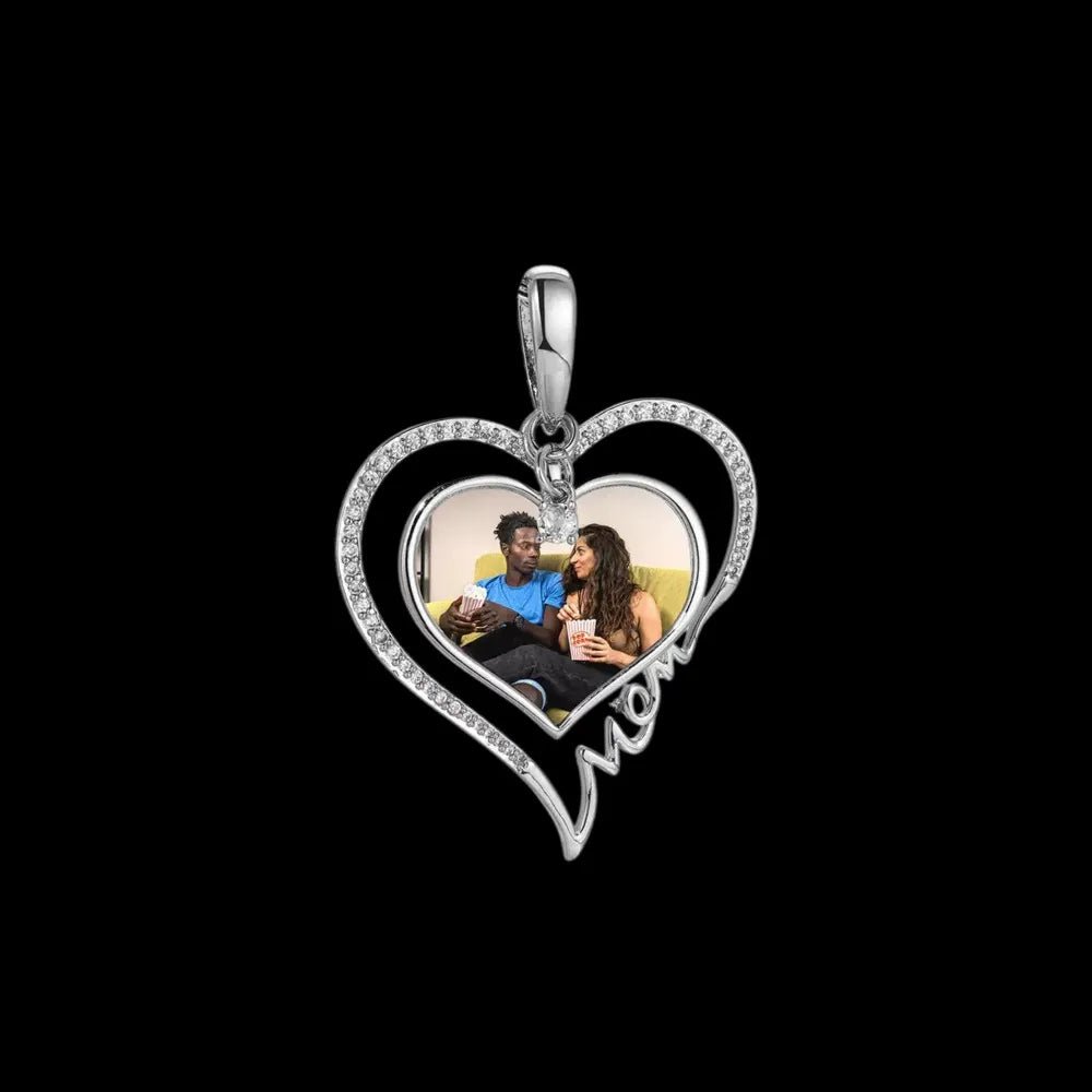 Eternal Love Heart Custom Photo Rotating Pendant - 38mm - TONGSHOP / Length:16 / Length:18