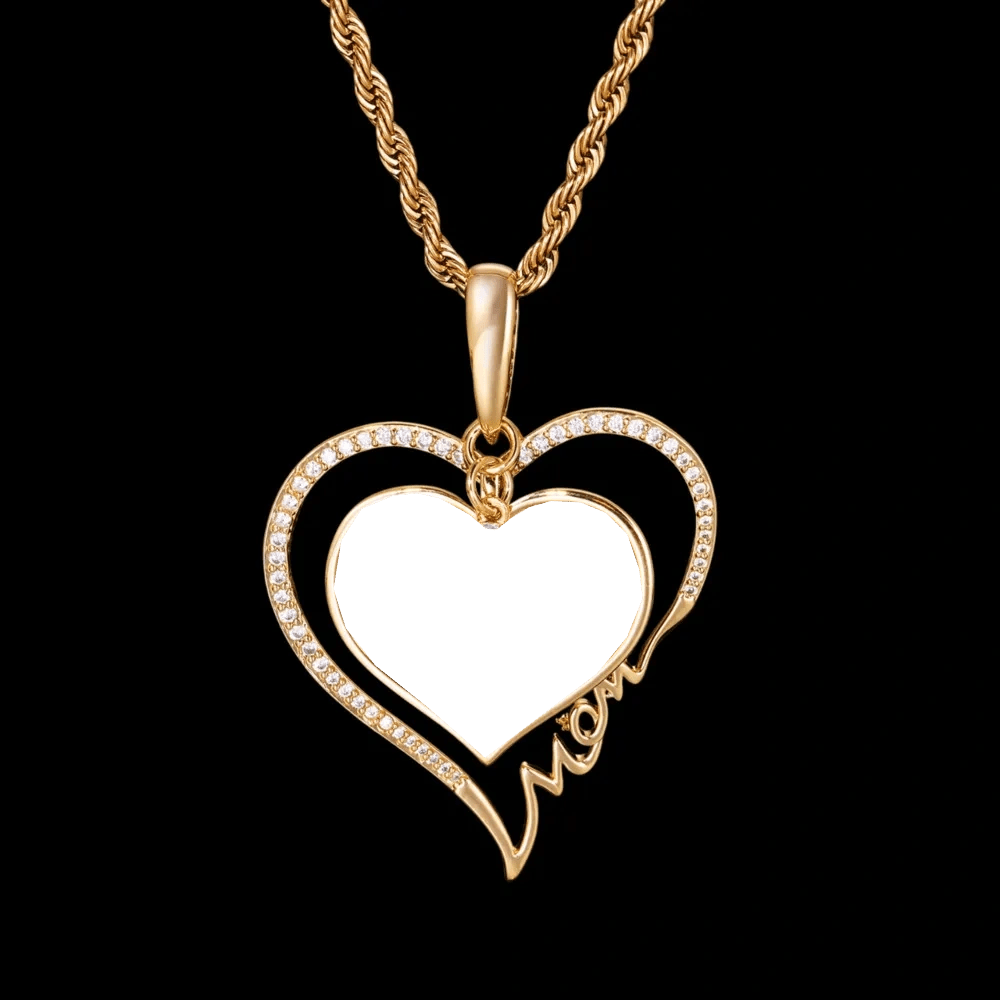 Eternal Love Heart Custom Photo Rotating Pendant - 38mm - TONGSHOP / Length:16 / Length:18