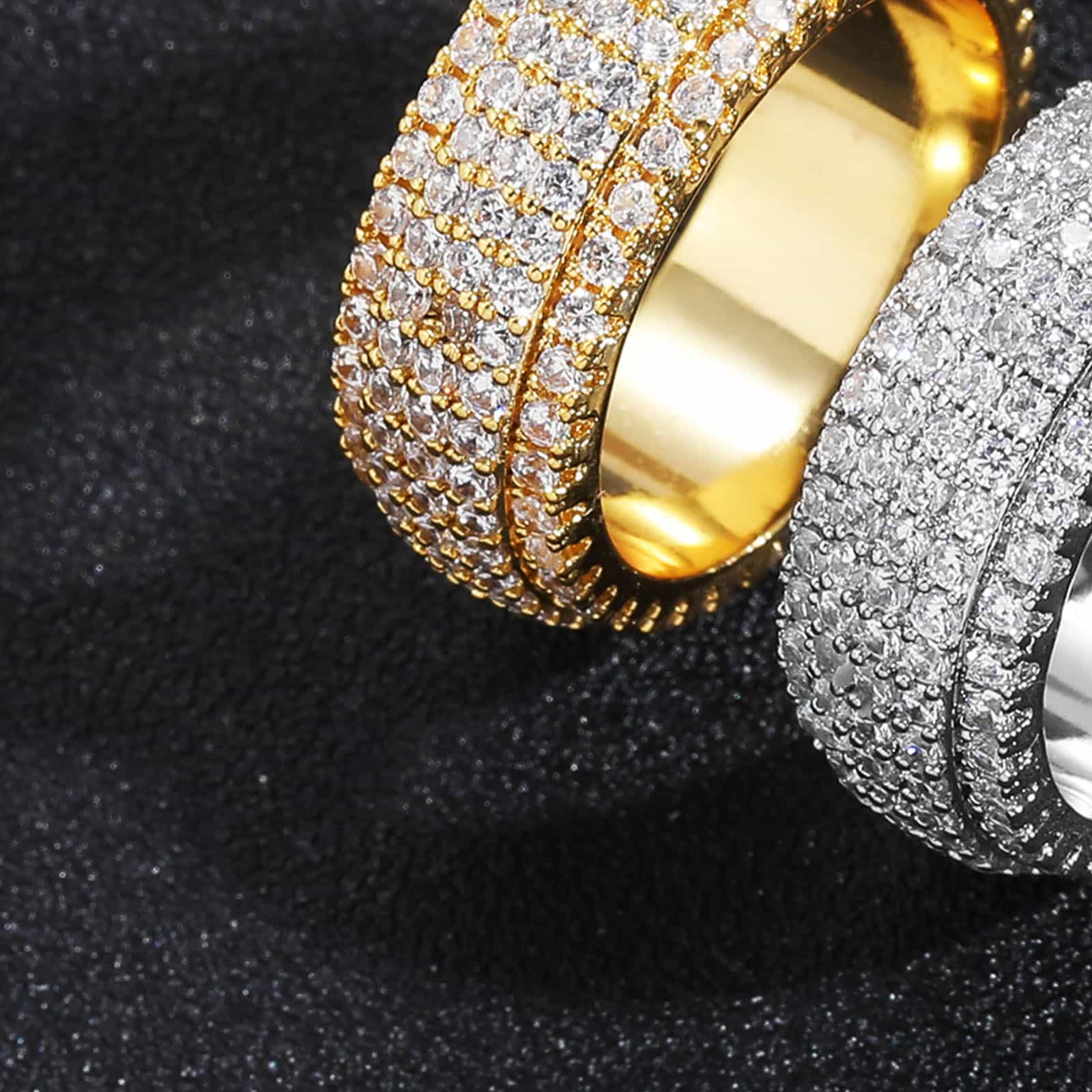 Five - Row Full Diamond Hip - hop Ring - TONGSHOP