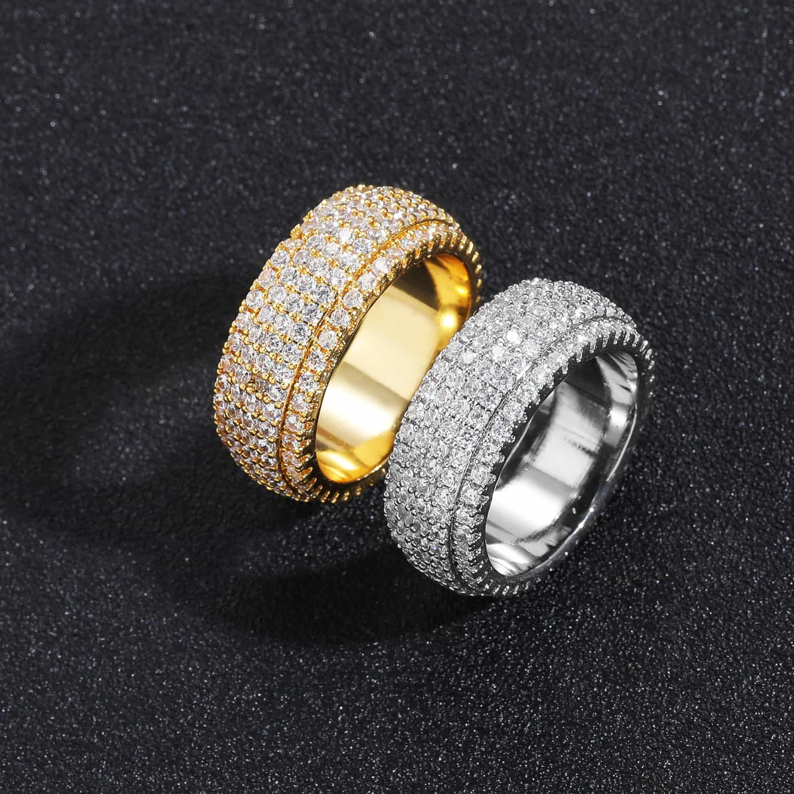 Five - Row Full Diamond Hip - hop Ring - TONGSHOP