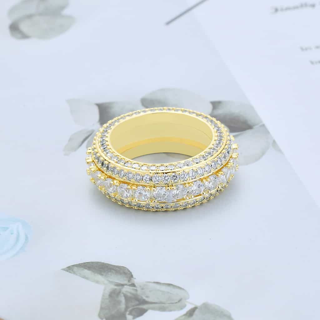 Five - Row Full Diamond Rotating Ring - TONGSHOP