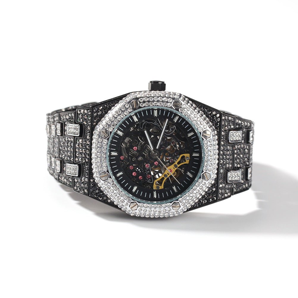 Full Diamond Hollow Bottom Mechanical Watch - TONGSHOP
