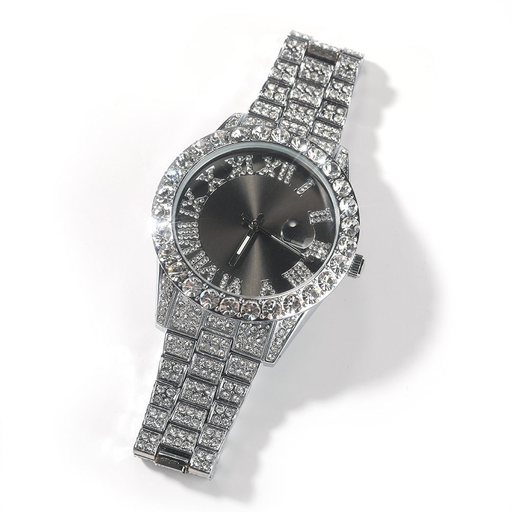 Full Diamond Roman Numeral Diamond Watch - TONGSHOP