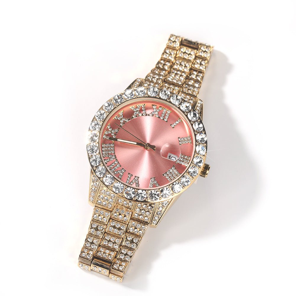Full Diamond Roman Numeral Diamond Watch - TONGSHOP