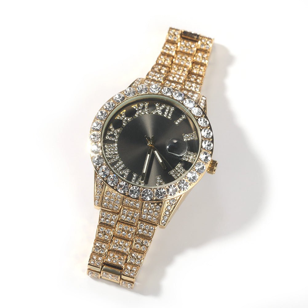 Full Diamond Roman Numeral Diamond Watch - TONGSHOP