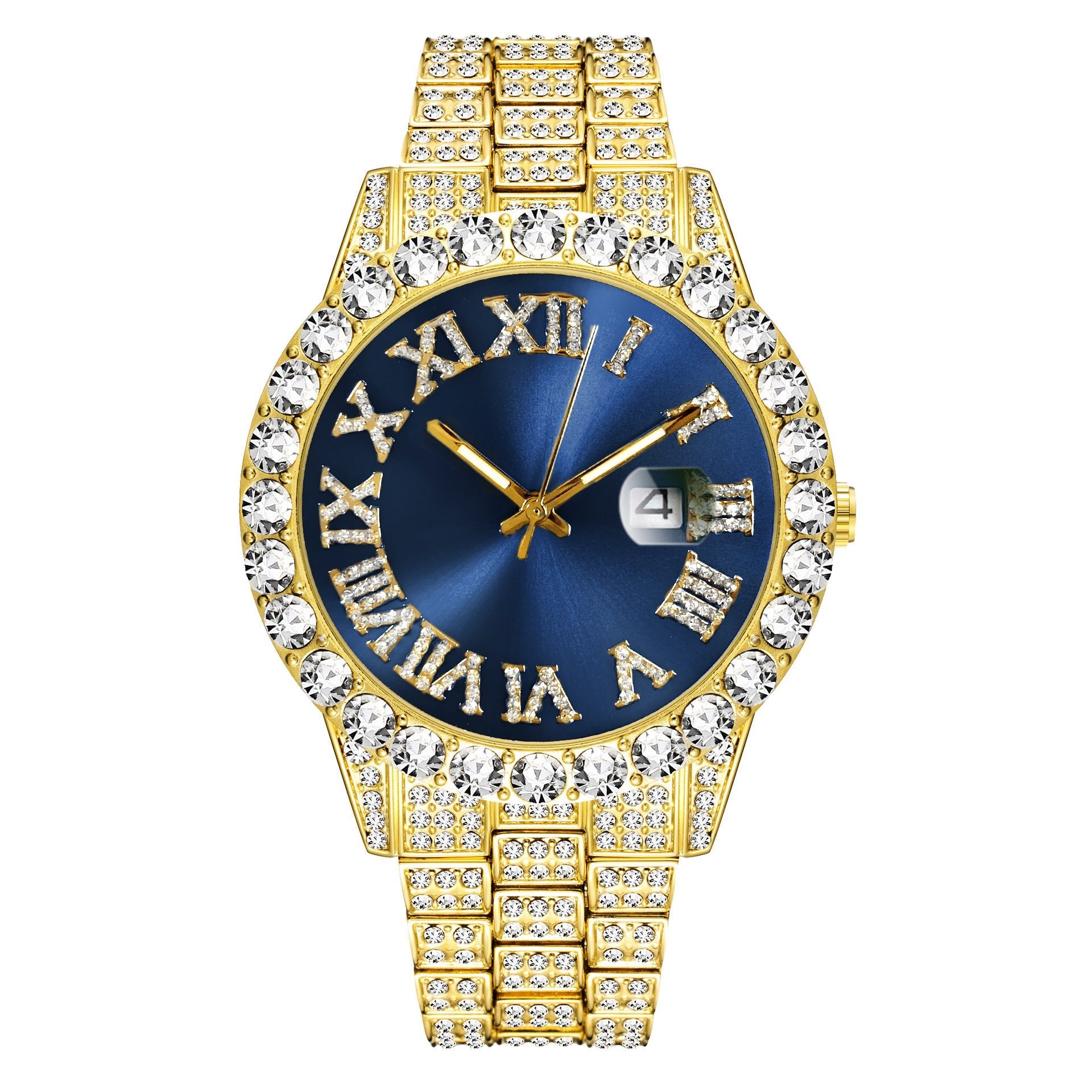 Full Diamond Roman Numeral Diamond Watch - TONGSHOP