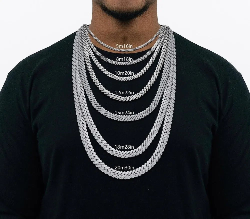 Full Iced - Out Rhombus Cuban Link Chain in White Gold - 20mm - TONGSHOP / Length:16 / Length:18