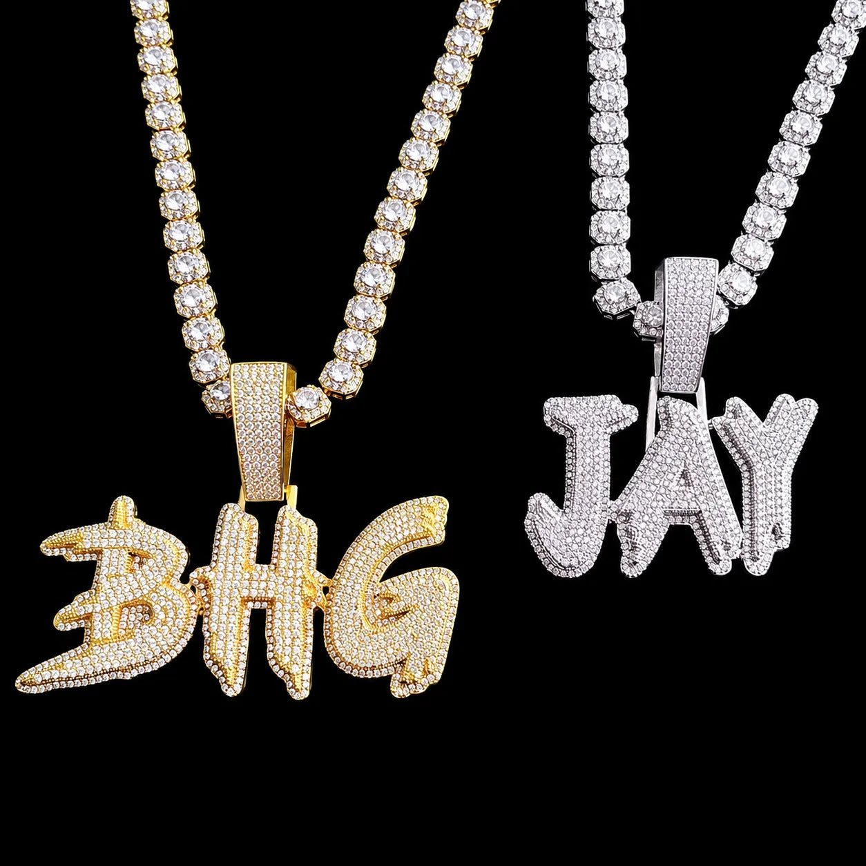 Fully Iced - Out Custom Letter Name Pendant - TONGSHOP / Length:16 / Length:18