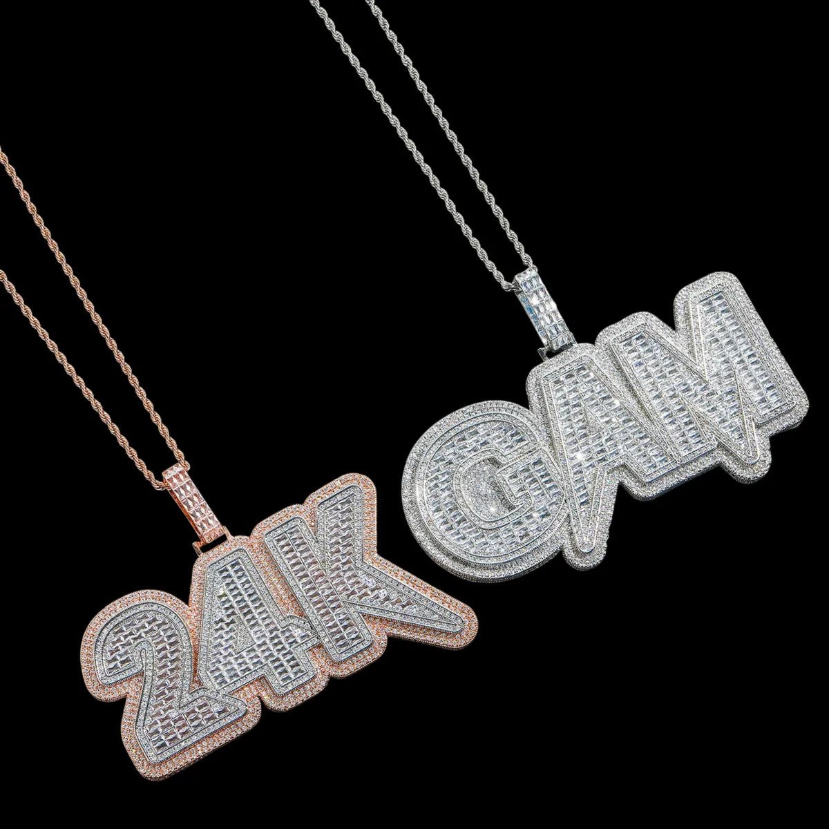 Fully Iced - Out Large Custom Letter Pendant - TONGSHOP / Length:16 / Length:18