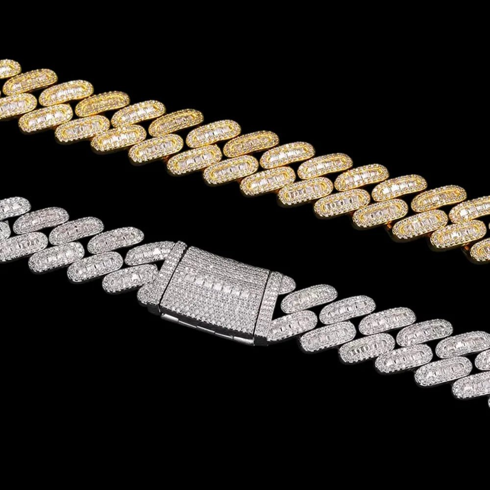 Fully Iced Out Square Diamond Cuban Link Chain - 14mm - TONGSHOP / Length:16 / Length:18