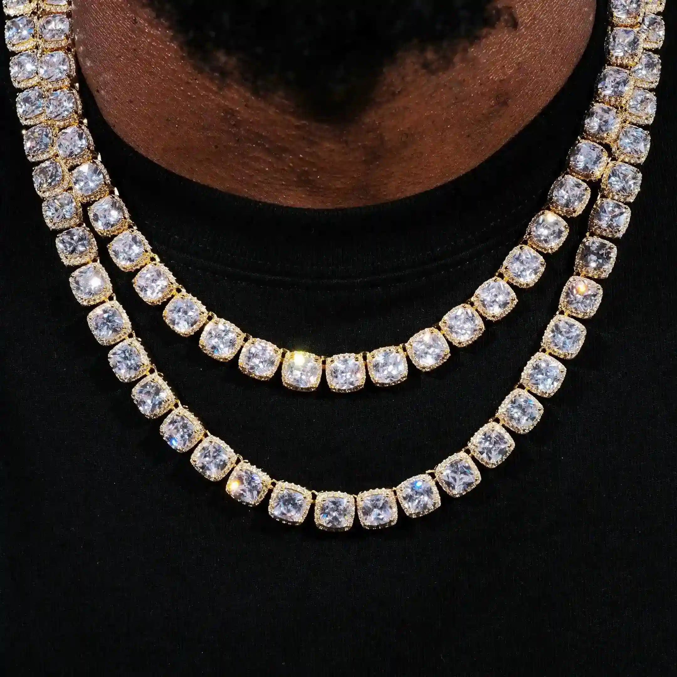 Glacier Clustered Tennis Chain in 18K Gold - TONGSHOP