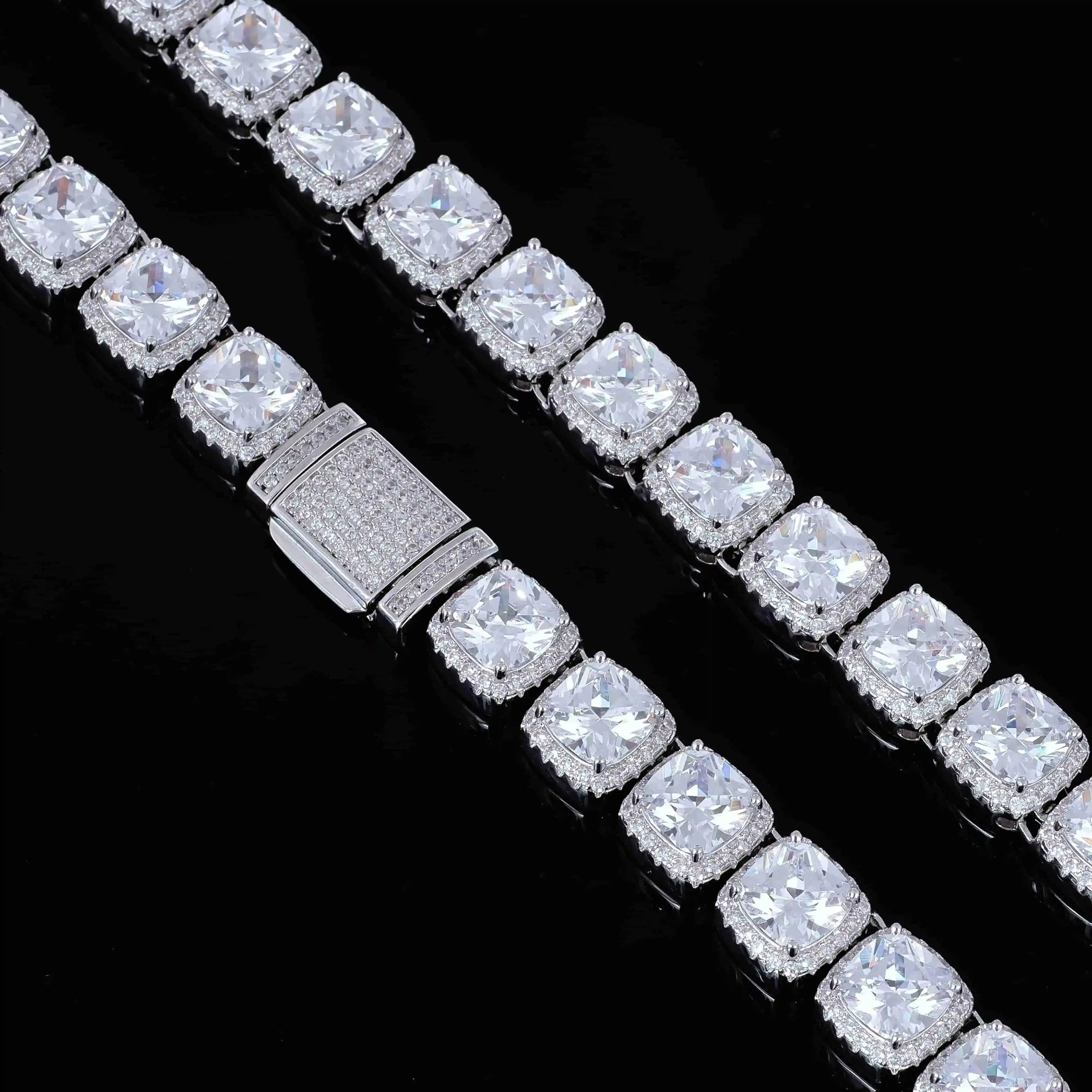 Glacier Clustered Tennis Chain in White Gold - TONGSHOP