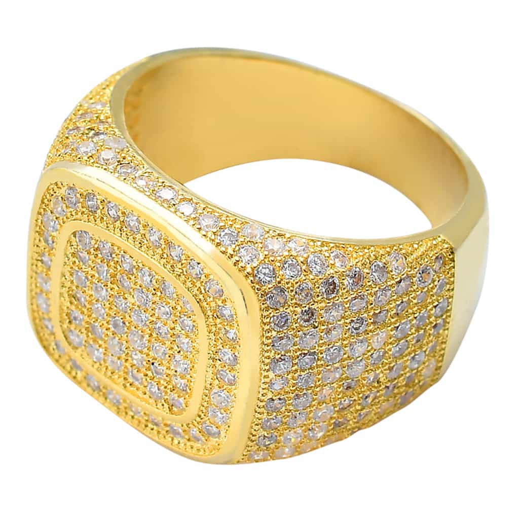 Gold - plated Micro Pave Full Diamond Ring - TONGSHOP