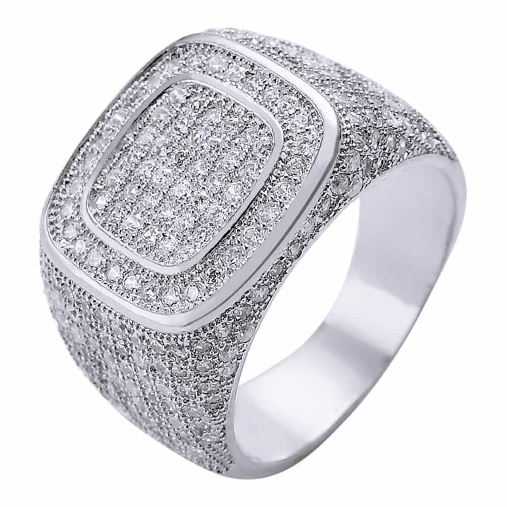 Gold - plated Micro Pave Full Diamond Ring - TONGSHOP
