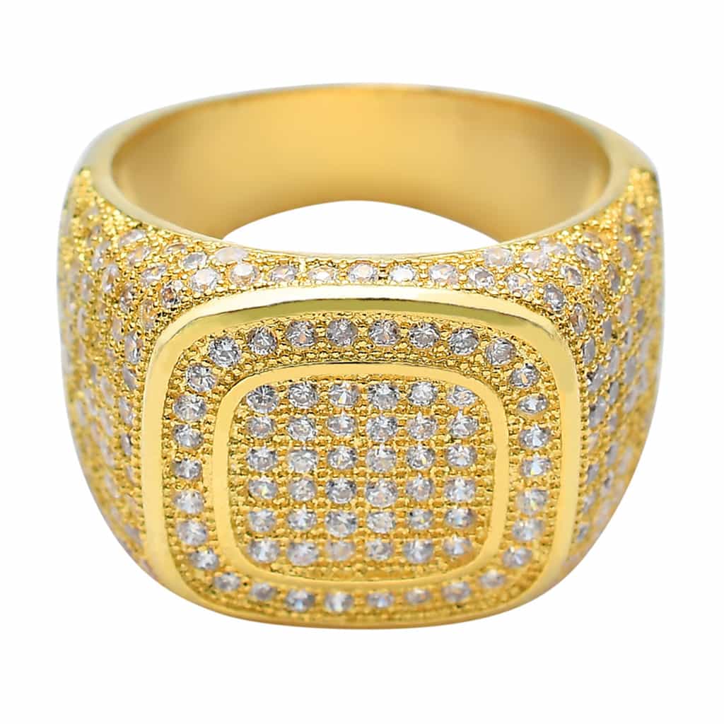 Gold - plated Micro Pave Full Diamond Ring - TONGSHOP