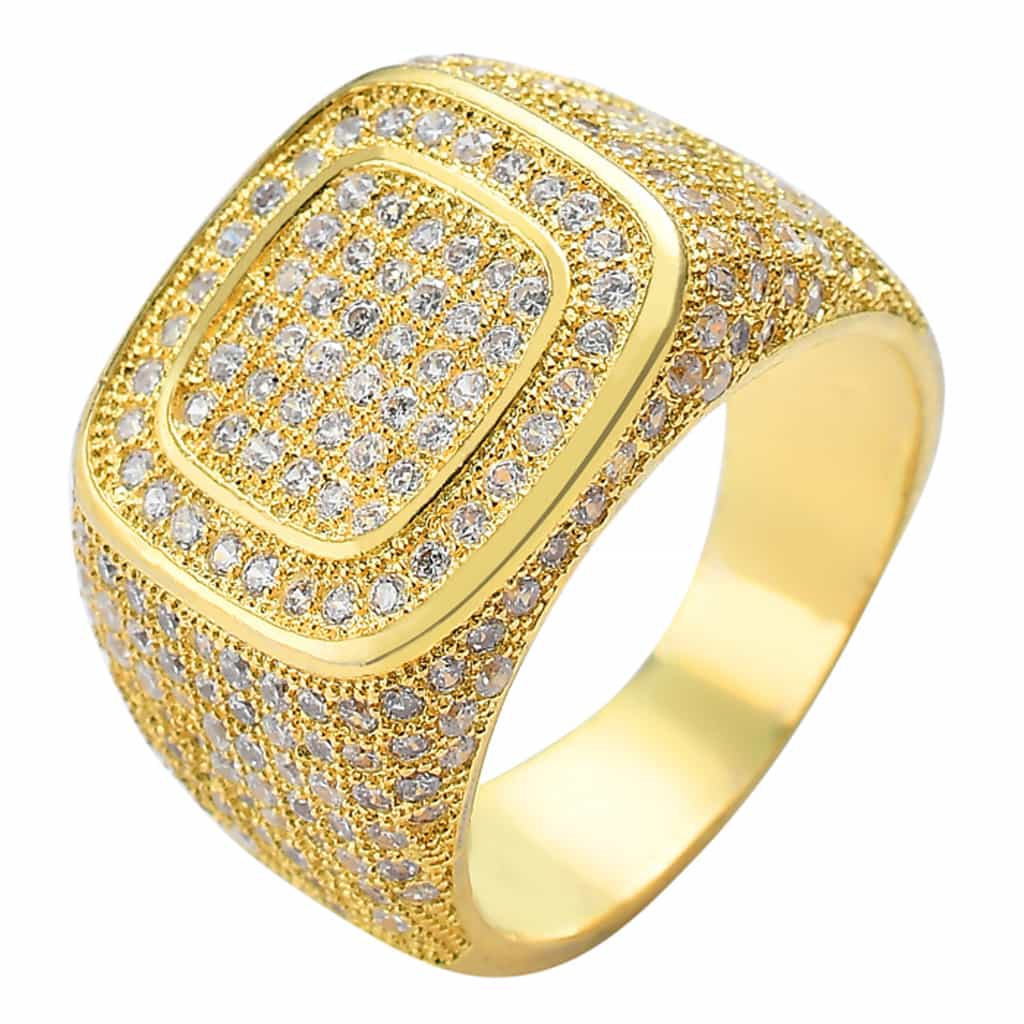 Gold - plated Micro Pave Full Diamond Ring - TONGSHOP