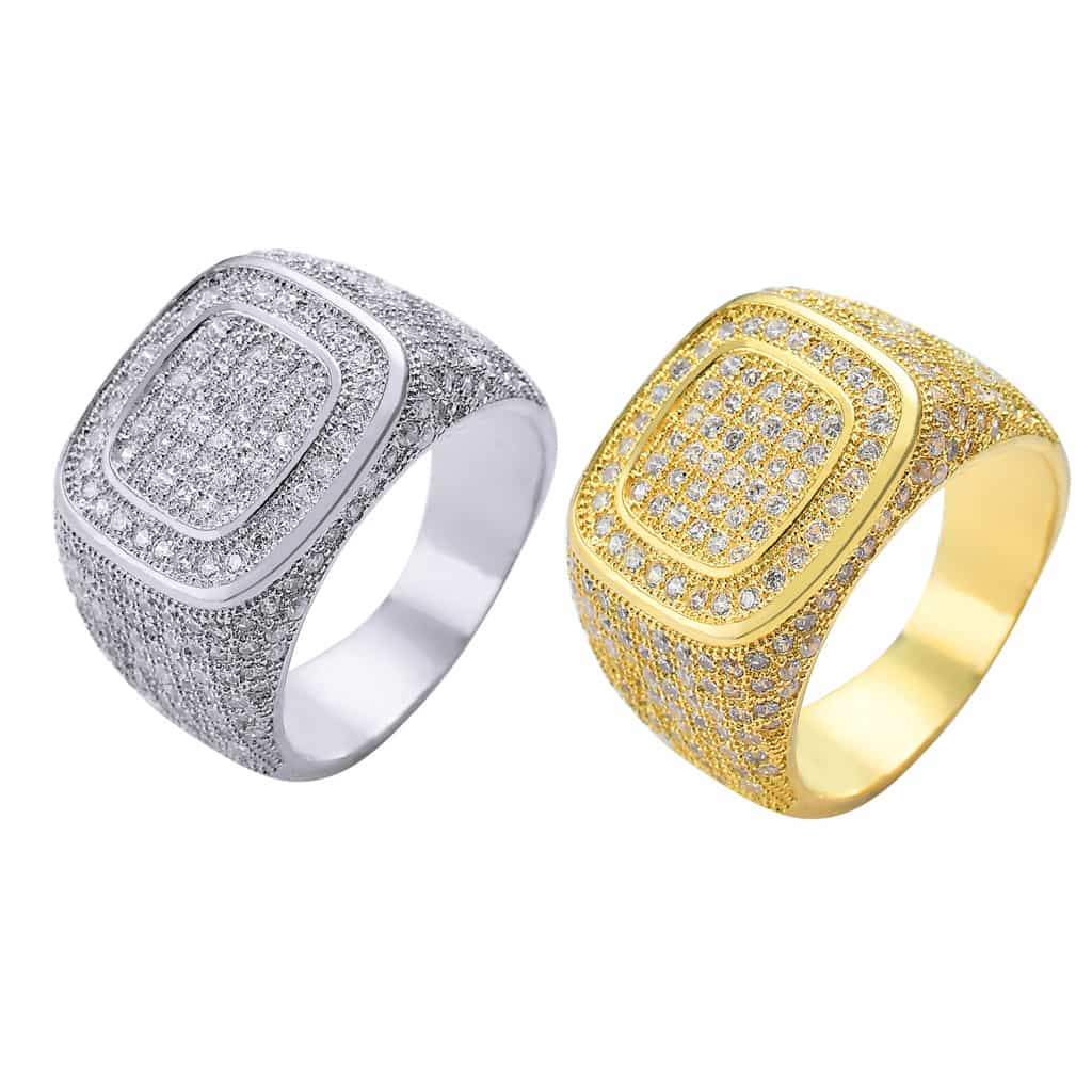 Gold - plated Micro Pave Full Diamond Ring - TONGSHOP
