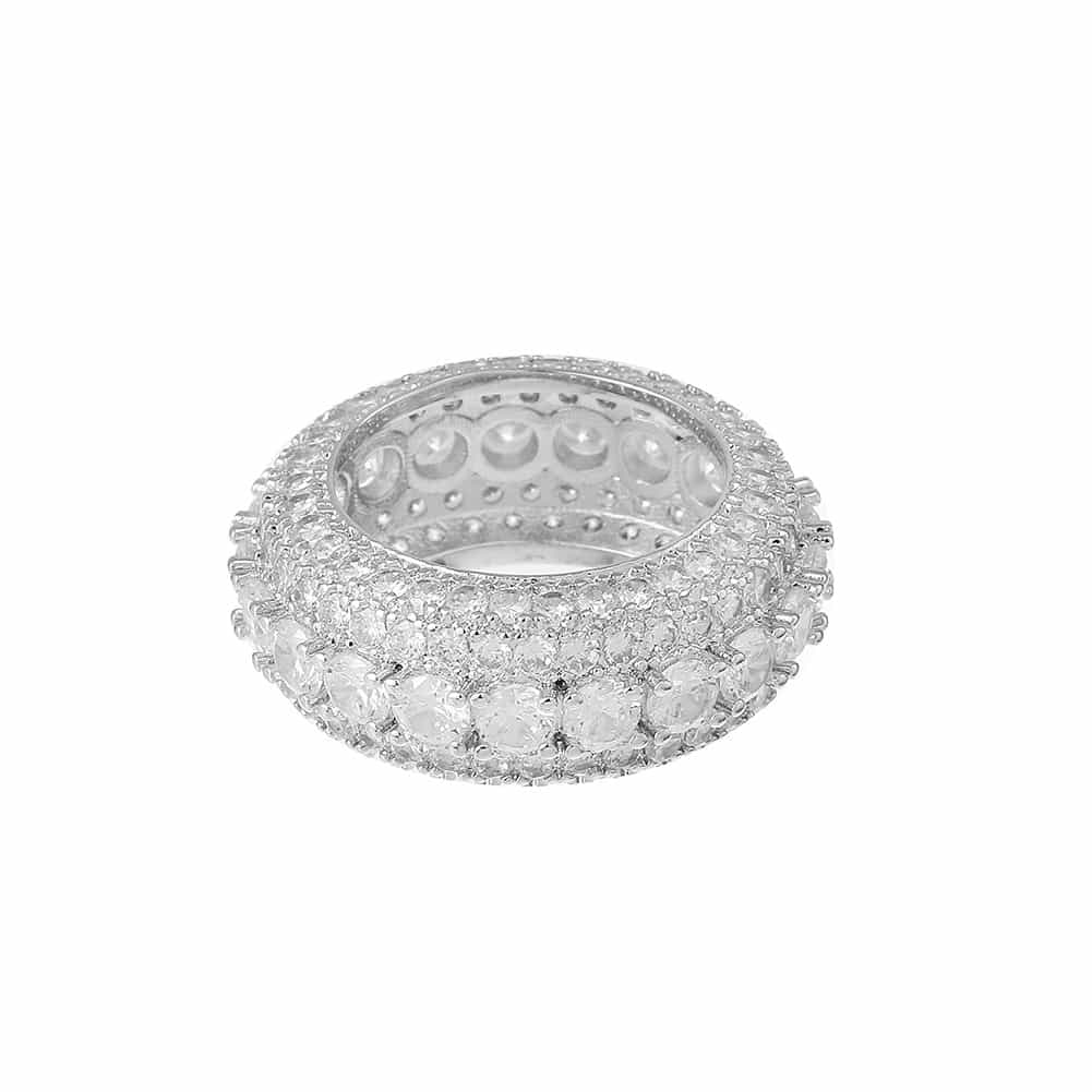 Gold - Plated Round Diamond Hip - Hop Ring - TONGSHOP