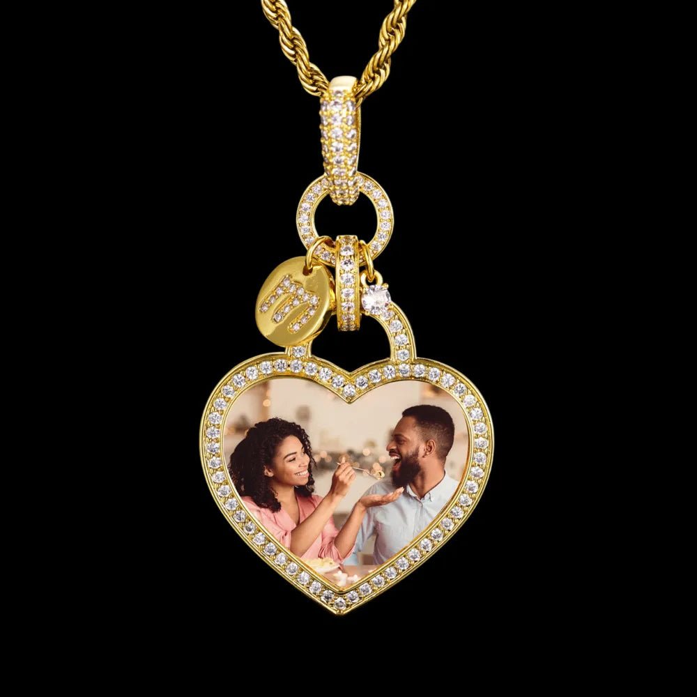 Heartfelt Love Custom Photo Heart Pendant - 35mm - TONGSHOP / Length:16 / Length:18