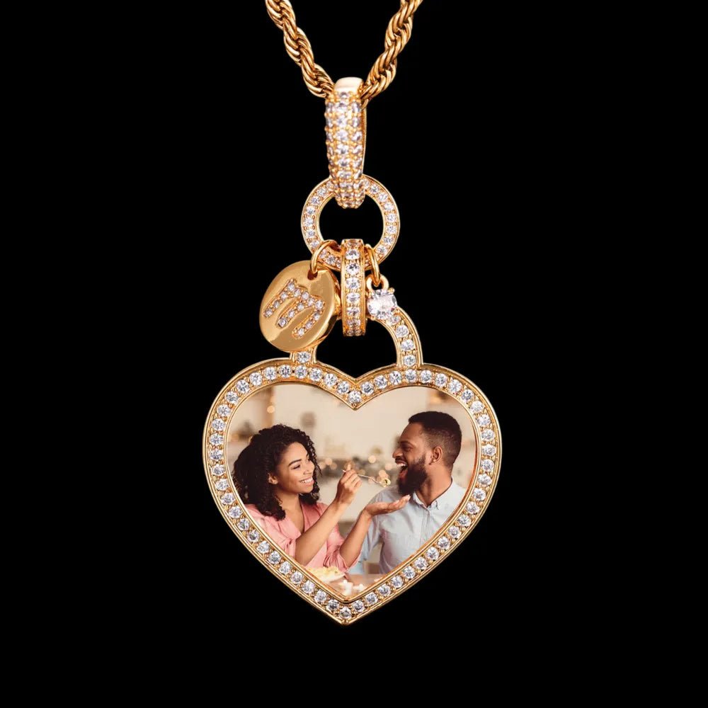 Heartfelt Love Custom Photo Heart Pendant - 35mm - TONGSHOP / Length:16 / Length:18
