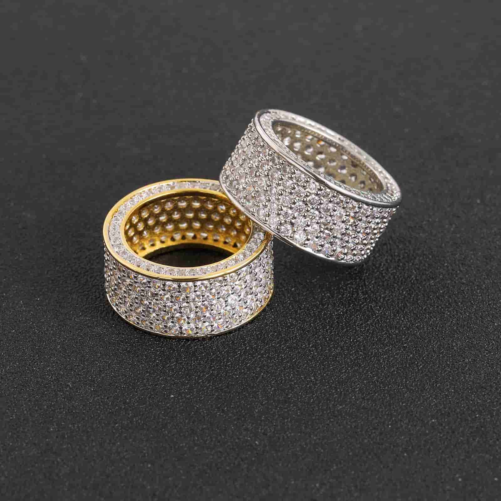 Hip - hop Five - Row Micro - Set Men's Ring - TONGSHOP