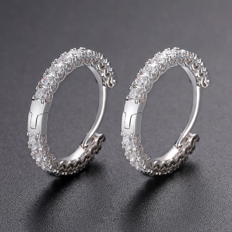 Hip - Hop Inspired Diamond Circle Earrings - TONGSHOP