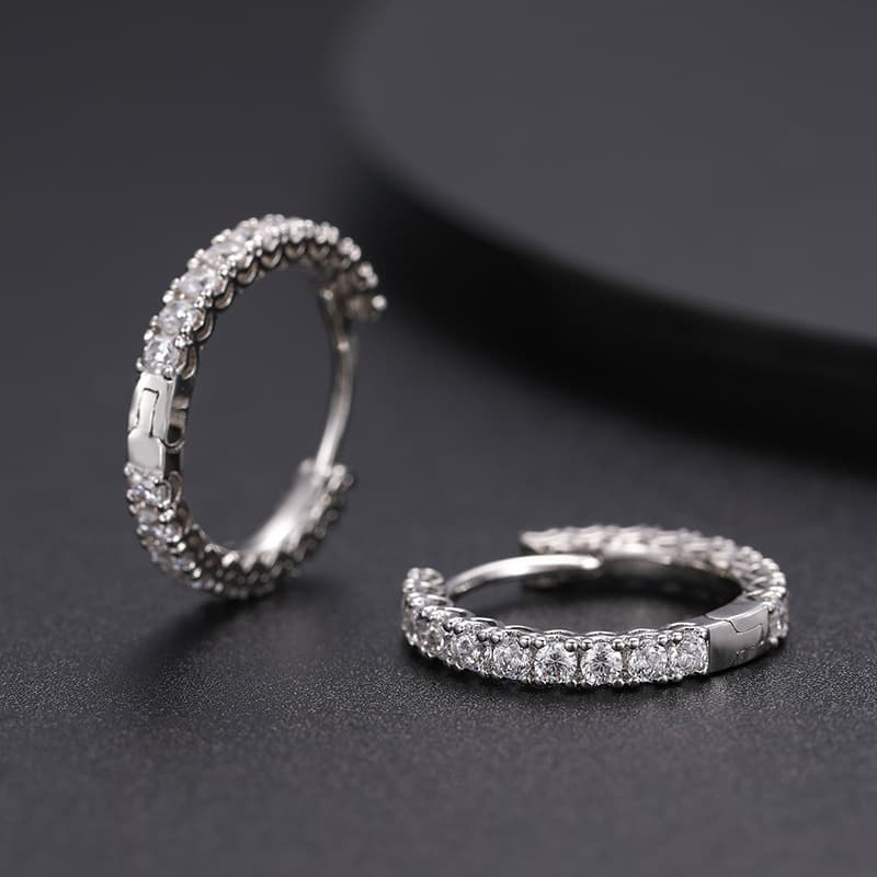 Hip - Hop Inspired Diamond Circle Earrings - TONGSHOP