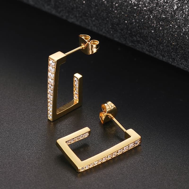 Hip - Hop Inspired Micro - Pave Diamond Ear Clasps - TONGSHOP