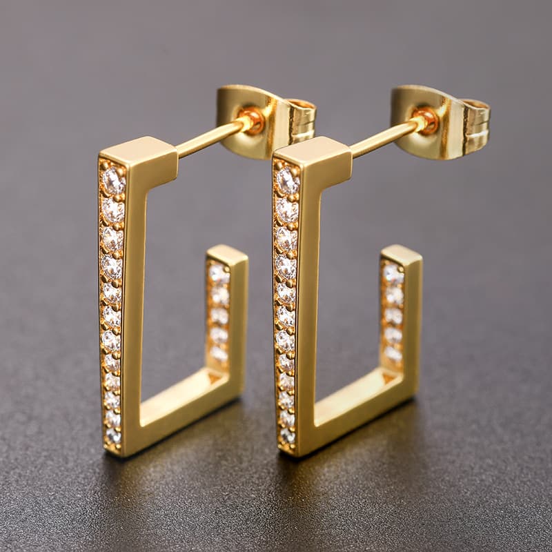 Hip - Hop Inspired Micro - Pave Diamond Ear Clasps - TONGSHOP