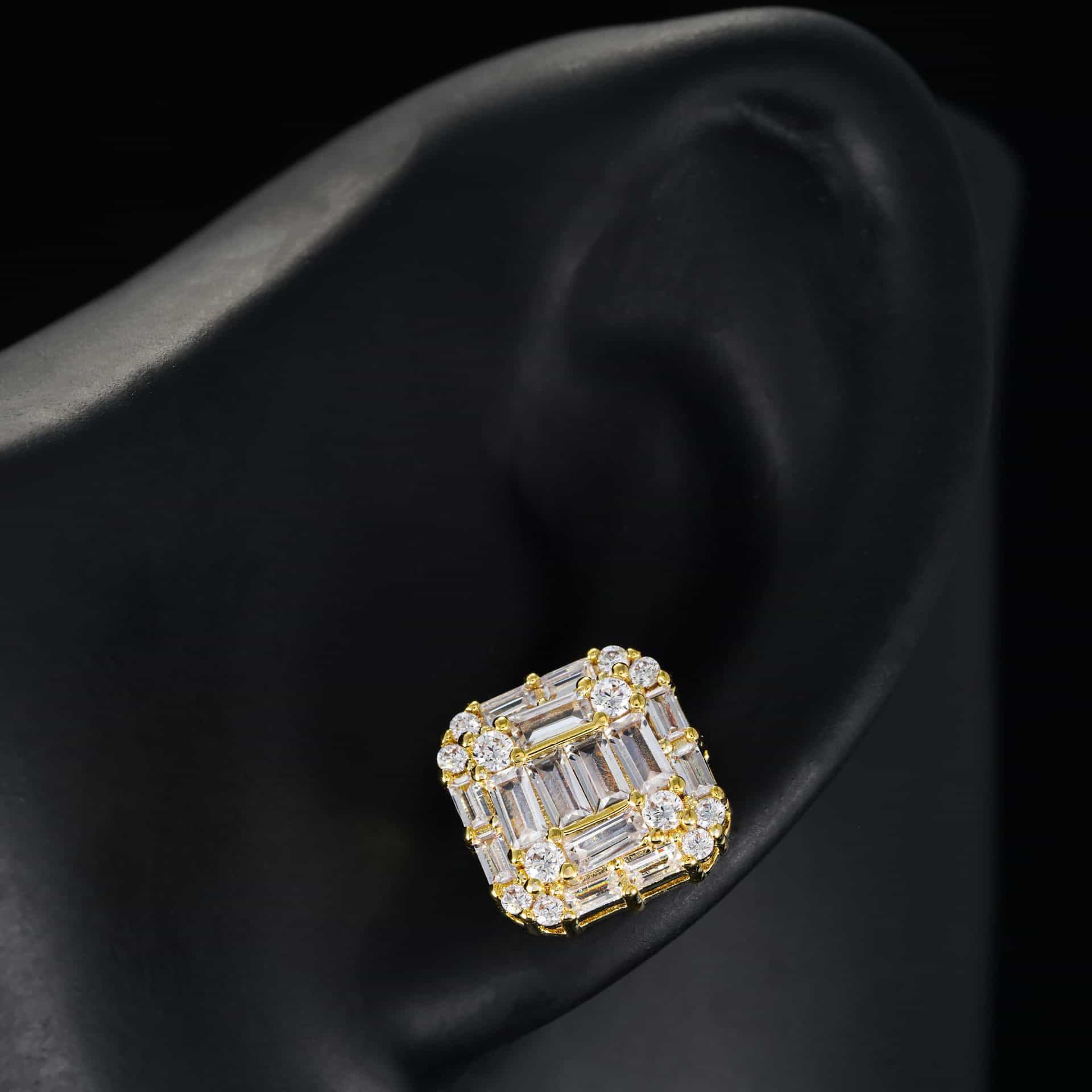 Hip - Hop Square Diamond Stud Earrings - TONGSHOP