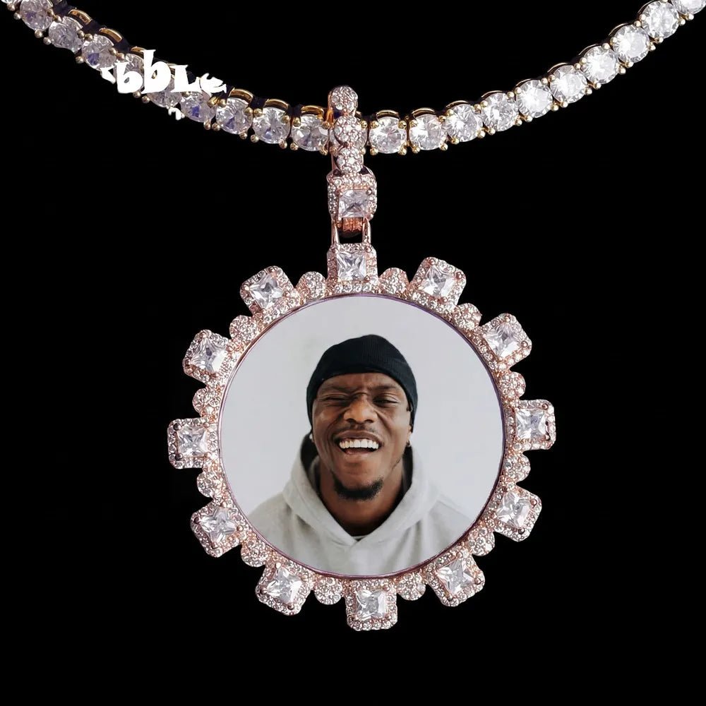 Ice Crystal Custom Photo Round Pendant - 40mm - TONGSHOP / Length:16 / Length:18