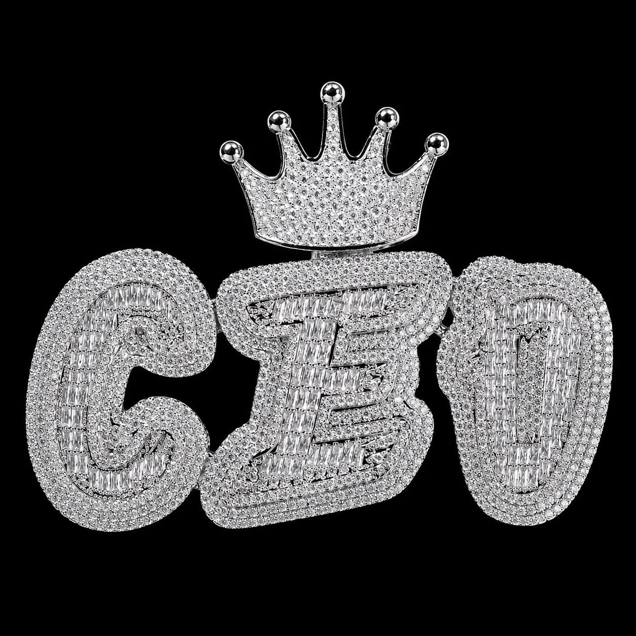 Iced - Out Crown Bail Custom NICK Font Pendant - TONGSHOP / Length:16 / Length:18